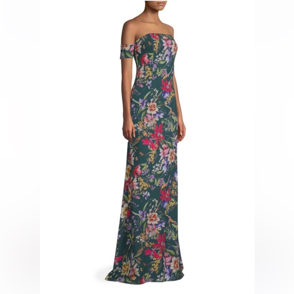 Sachin + Babi Galiana Off-The-Shoudler Green Floral Strapless Gown 💚0, 2, 6, 10 - Picture 6 of 12